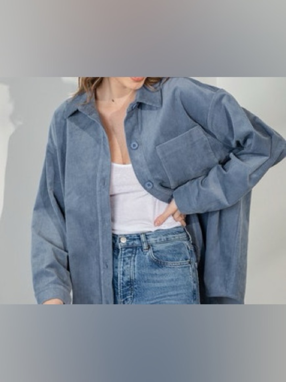 ZARA oversized Teal Corduroy Shirt Jacket size M